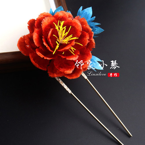 非遗绒花新手diy材料包 免劈蚕丝含教程无工具邻家小琴原创红牡丹