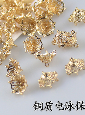 铜质电泳保色镂空雏菊吊片KC金古风diy手工缠花材料手作配件饰品
