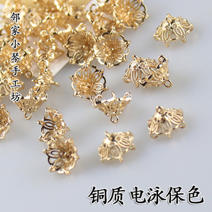 銅質(zhì)電泳保色鏤空雛菊吊片KC金古風(fēng)diy手工纏花材料手作配件飾品