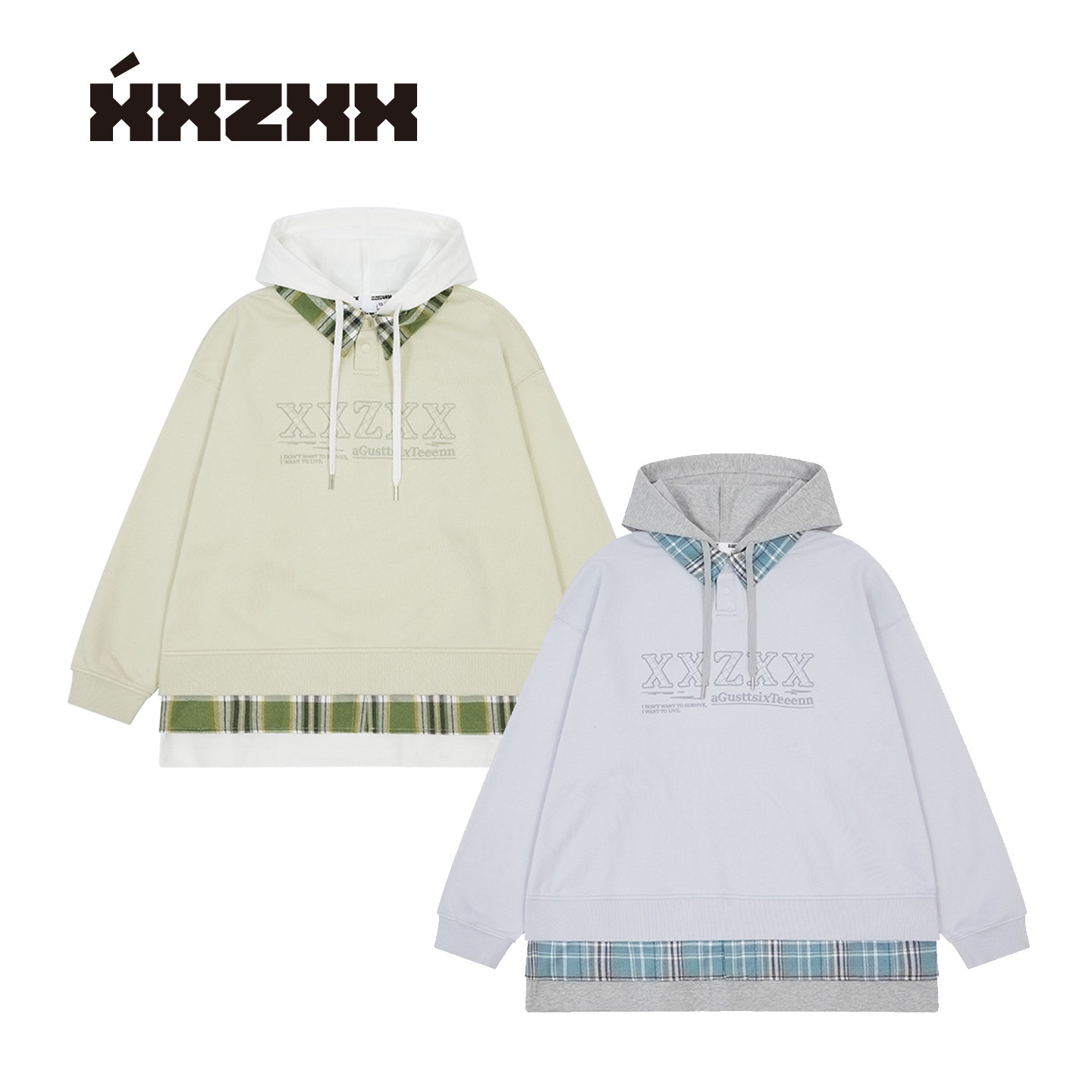 XXZXX品牌六折潮牌儿童青少年亲子装春夏季连帽字母假三件卫衣