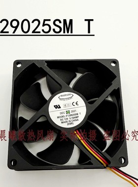 EVERFLOW 9025 F129025SM T DC12V 0.18A 三线CPU 四方形散热风扇