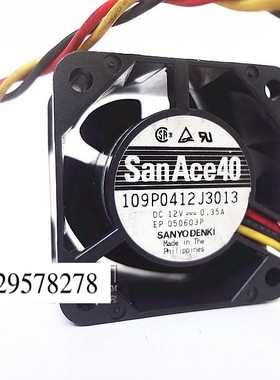 三洋 109P0412J3013 4CM 12V 0.35A 4028 3线机箱服务器散热风扇