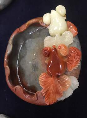寿山芙蓉石工艺品烟灰缸桌面装饰鱼缸商务礼品艺术品送人礼物包邮
