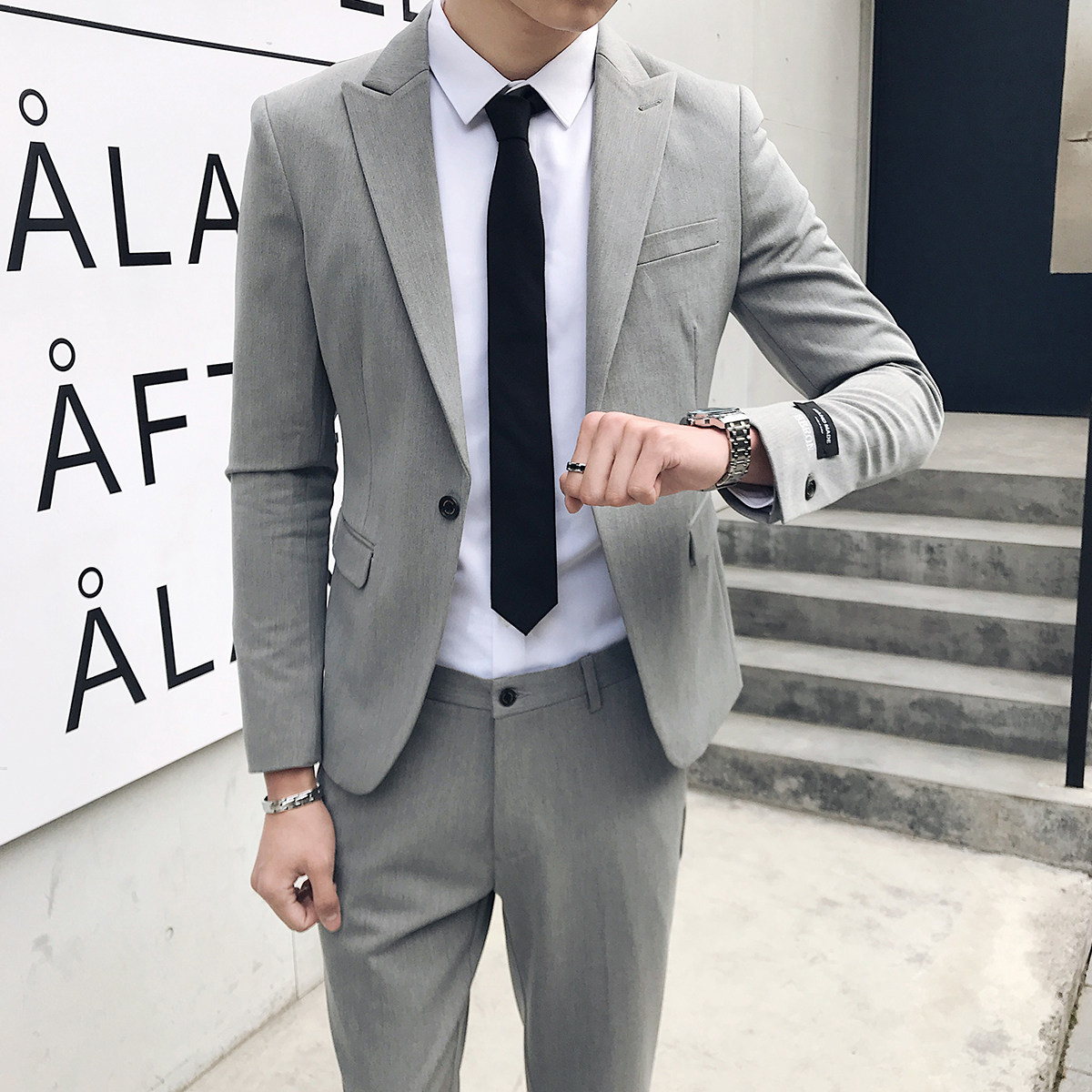 KOREAN VERSION SUIT SUIT MENS BUSINESS CASUAL HANDSOME SLIM FORMAL WEAR WEDDING BRITISH RUFFIAN HANDSOME HIGH-END SUIT MEN