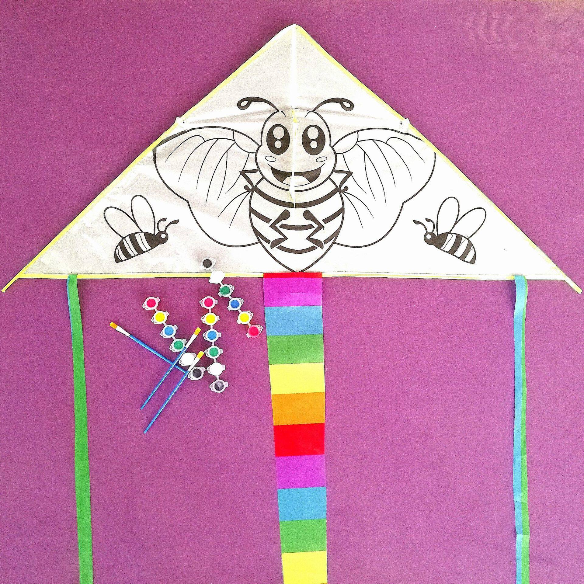 潍坊风筝新款diy儿童手绘填色教学风筝三角风筝运动户外运动装备