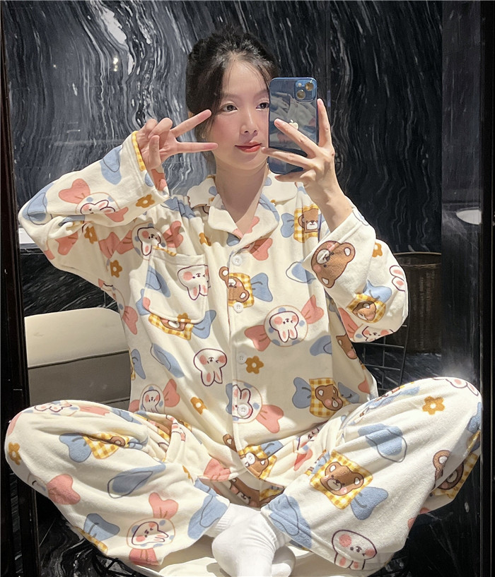 棉仔绒家居服大码胖mm200斤套装