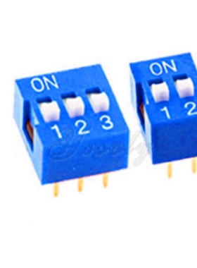 直插DIP拨码开关 DS-02 2位 2.54mm间距 2Pin 蓝色拨码编码开关