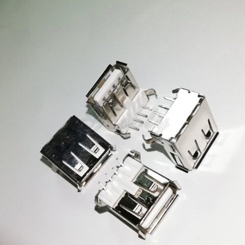 USB2.0 AF 90度 USB卷边 黑胶 单排针 弯脚 带后盖 3Pin 铜壳