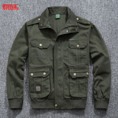 宽松版 斜纹棉耐磨夹克式 长袖 上衣多口袋男款 工作服上衣 工装 春秋季