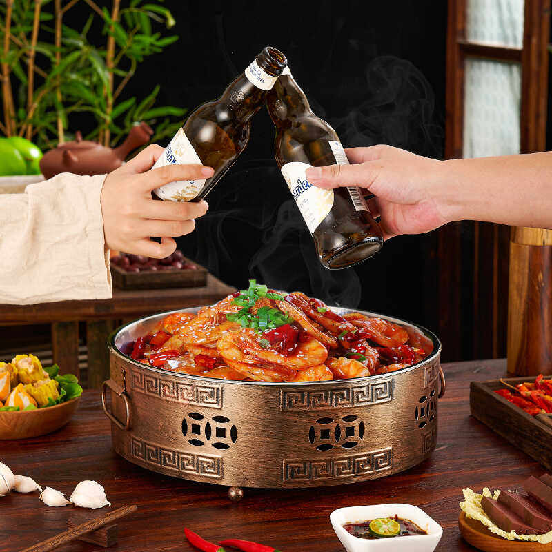 圆形不锈钢干锅保温小龙虾牛蛙盘烤鱼专用盘剁椒鱼头盘酒精炉商用,厨房/烹饪用具,烧烤炉,淘宝优惠券,粉丝福利购,淘宝优惠卷