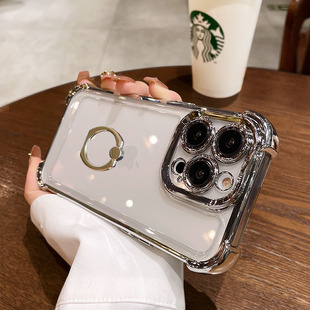透明气囊防摔iphone 17带指环扣一体支架适用苹果15promax手机壳14保护套12pro亚克力16高档13新款电镀太空壳