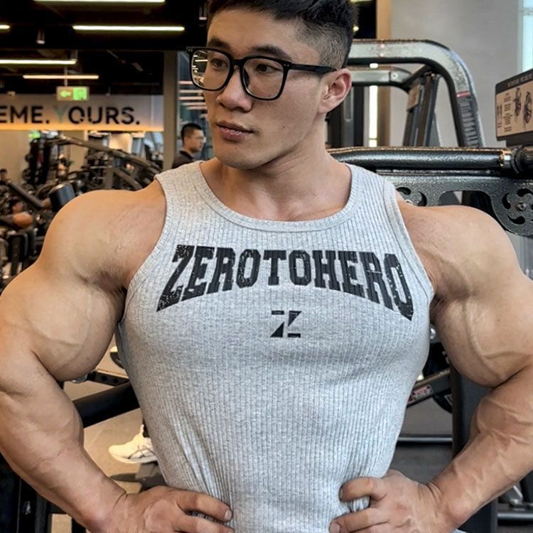 美式坑条修身健身背心男弹力紧身工字背 撸铁显肌肉训练无袖 T 恤
