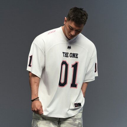 美式 THE ONE 01 数字印花球衣风短袖 T 恤男宽松潮牌上衣
