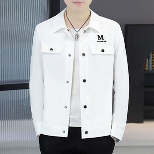 春夏秋季轻薄防晒衣男士修身潮流时尚薄款夹克刺绣冰丝速干外套