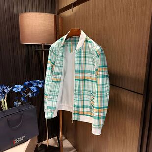 丁达尔春秋新款格子花格子男士休闲外套高档时尚棒球夹克衫夹克