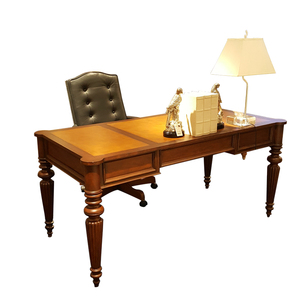 美式乡村新古典原木书桌地中海实木做旧写字桌现代简约电脑桌包邮