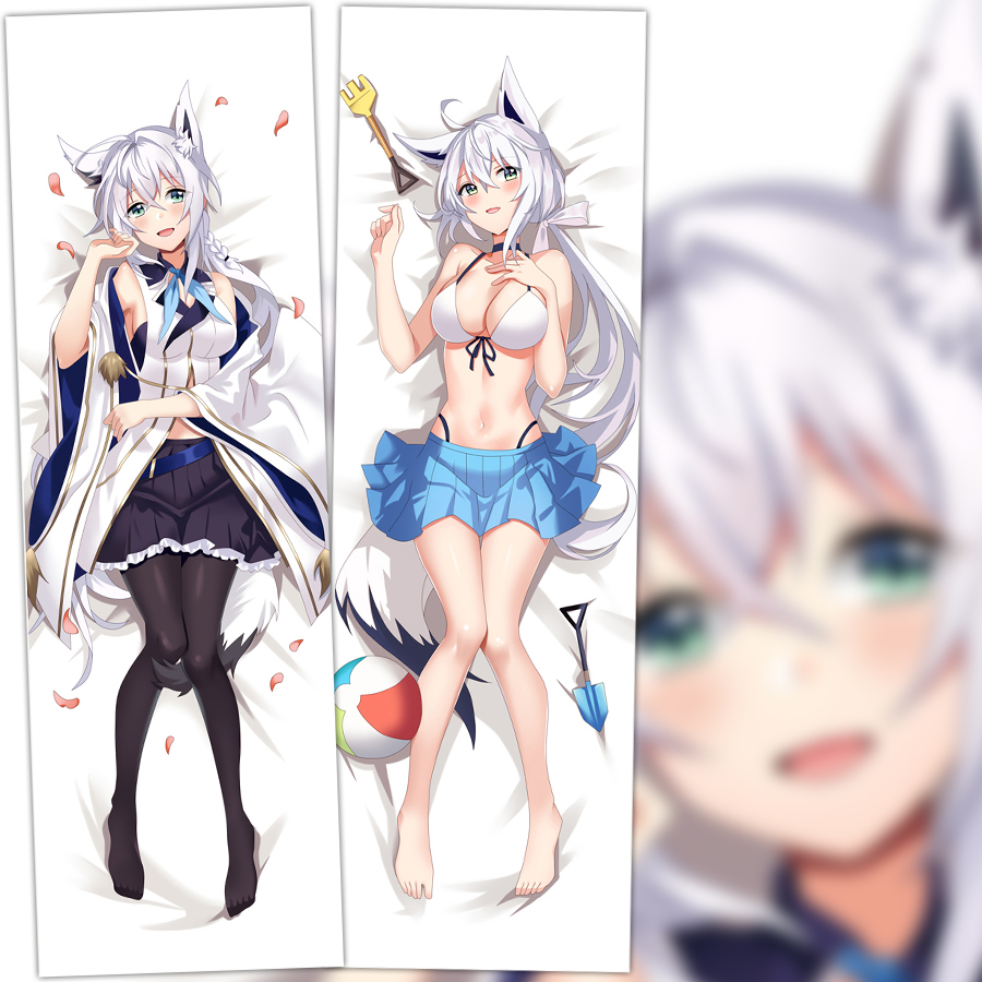 白上吹雪抱枕小狐狸动漫毛绒玩偶