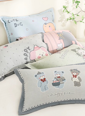 40*60cm纯棉纱布中号按扣枕套卡通儿童枕头套枕芯套全棉不起球