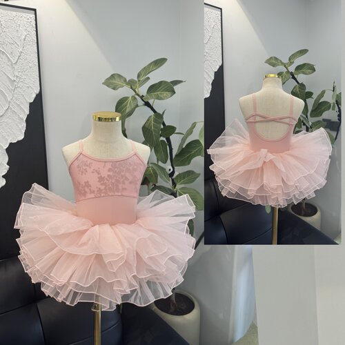 芭蕾舞练功服儿童女吊带体操服专业形体服连体服舞蹈纱裙夏艺考服