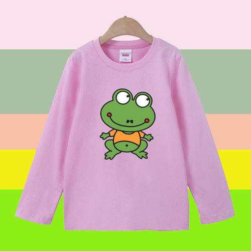 儿童长袖T恤薄款纯棉春秋季男童女童青蛙衣服秋季小羊打底衫