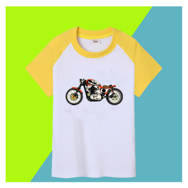 摩托车男女童摩托车短袖T恤纯棉儿童夏季半袖运动迪迦上衣