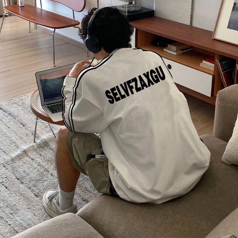 春秋季纯棉重磅条纹长袖T恤男款T恤