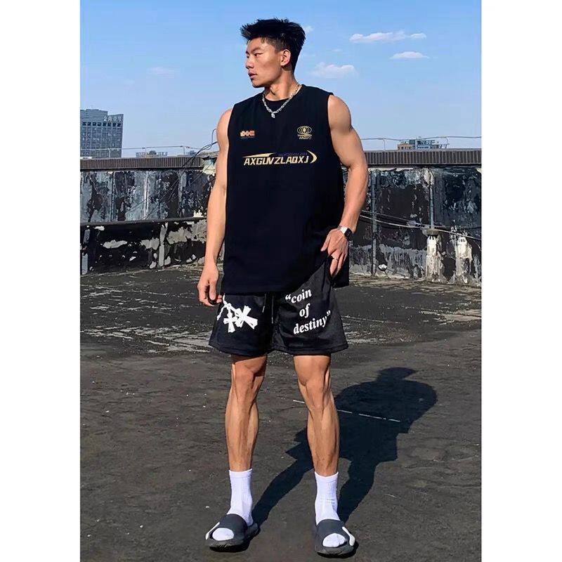 街头重磅纯棉坎肩背心男款夏季美背心