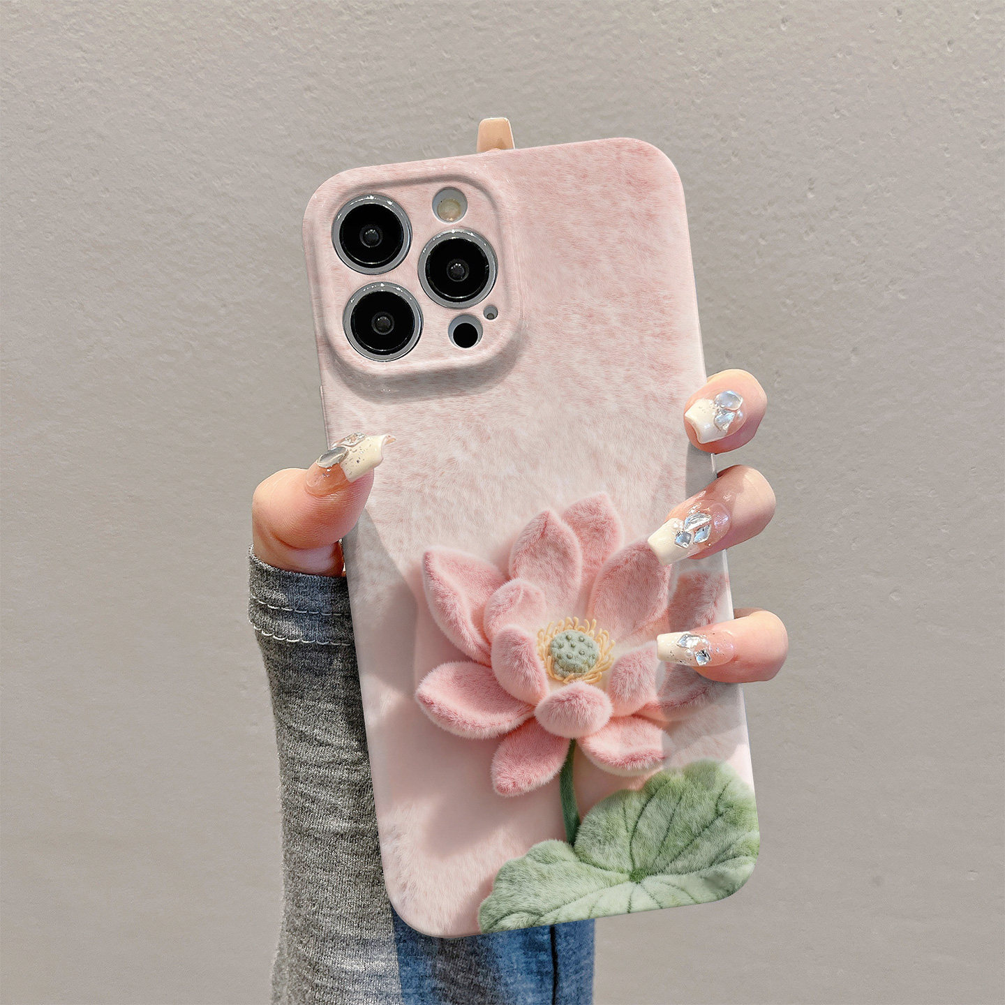 油画绿叶莲花适用苹果17promax手机壳iPhone16全包菲林12网红新款11情侣14女13可爱卡通15plus小众xs防摔软壳