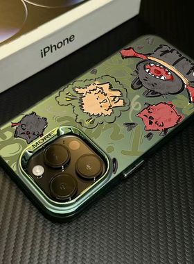 吸血鬼恶魔小猫适用苹果15promax手机壳iPhone14少女13新款12卡通pro电镀情侣11plus镭射17小众x全包防摔硬壳