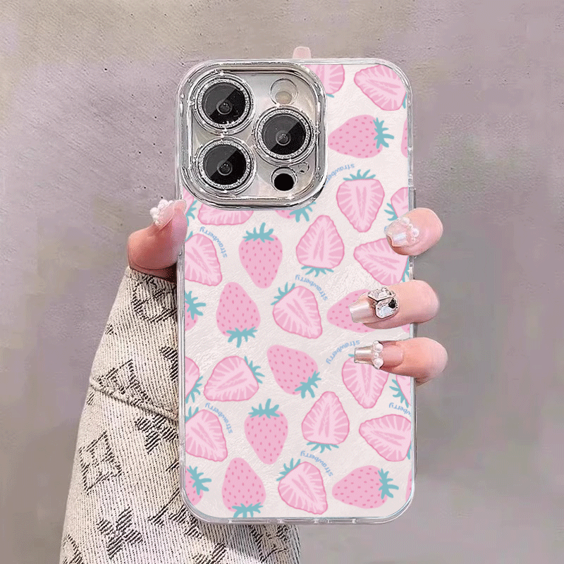 可爱满屏唯美草莓适用苹果17promax手机壳iPhone16羽纱15新款11高级14全包13少女心plus情侣12闪粉镜头xs硬壳,3C数码配件,手机保护套/壳,淘宝优惠券,粉丝福利购,淘宝优惠卷