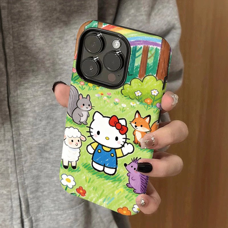 ins风hellokitty猫适用苹果17promax手机壳iPhone16新年15新款16pro可爱卡通14全包13女11简约12二合一菲林壳