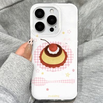 韩系卡通布丁小猫适用苹果17promax手机壳16小众15新款14小众13plus可爱卡通创意12情侣11女iPhone14防摔硬壳