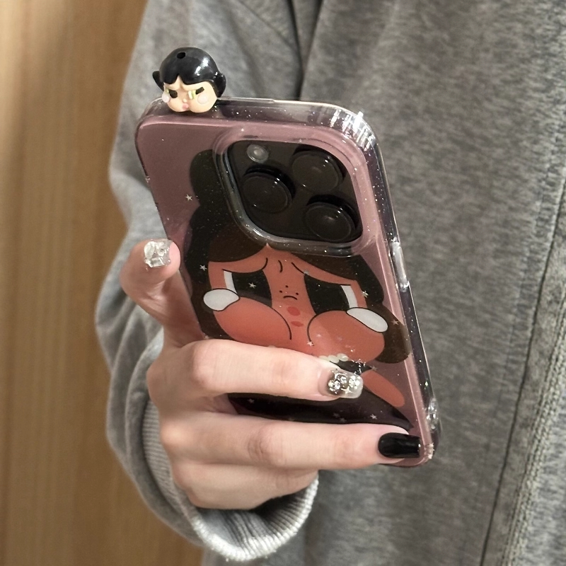 卡通可爱哭娃适用苹果17promax手机壳16新款14网红13个性plus创意公仔11可爱简约iPhone全包12防摔xs卡通硬壳