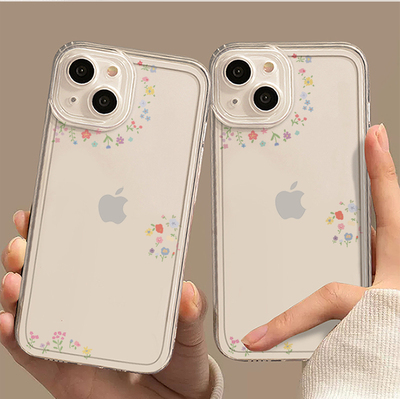 ins韩系小清新碎花适用苹果15promax手机壳14新款13高级小众17透明plus个性创意x情侣iPhone少女12防摔x软壳