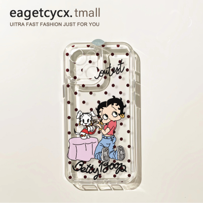 卡通波点贝蒂小姐适用苹果15promax手机壳iPhone14透明12新款17情侣pro可爱卡通13少女plus网红x周边防摔硬壳