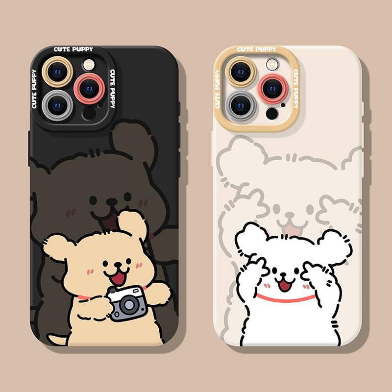 可爱线条小狗适用苹果15手机壳iphone16新款14pro个性max周边13情侣12小众14卡通女Pro全包11硅胶pm防摔8软壳