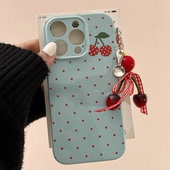 波点樱桃适用苹果16promax手机壳iPhone14菲林13新款 12pro创意手链17plus小众xs少女7全包防摔精孔菲林xr硬壳