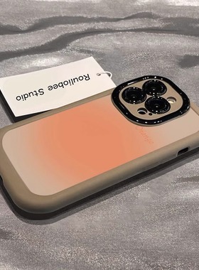 ins橙色渐变适用苹果17promax手机壳14新款13高级16小众15高级泡芙plus个性创意x情侣iPhone少女12防摔xs软壳