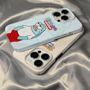 比奇堡怪鱼适用苹果17promax手机壳iPhone16菲林15新款14pro创意情侣11plus小众少女x全包防摔12大孔菲林硬壳