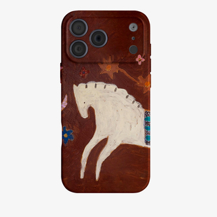 复古油画小马适用苹果17promax手机壳iPhone16二合一菲林12新年款11情侣14网红13本命年15plus全包xs防摔硬壳