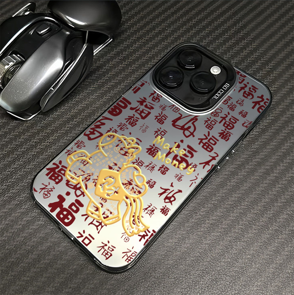 国风红色发财小马适用苹果17promax手机壳iPhone16创意14新款15小众13网红pro情侣12plus镭射11全包防摔x硬壳