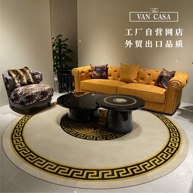 现代简约轻奢进口羊毛天丝别墅客厅卧室书房餐厅定制手工圆形地毯