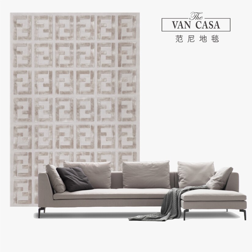 羊毛加丝地毯现代简约轻奢沙发茶几客厅卧室床边纯灰色fendicasa