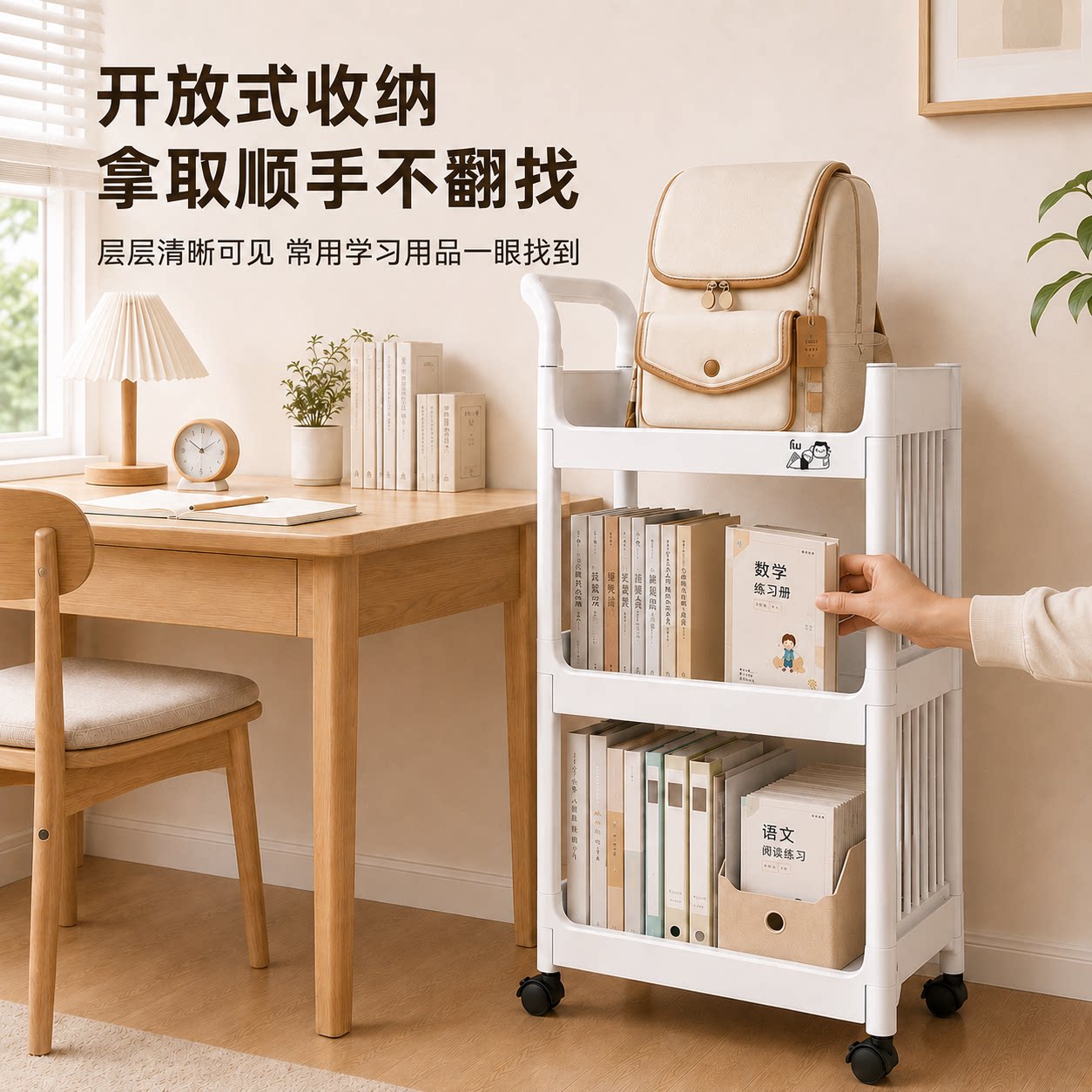 书包置物架小推车桌边多层放书本