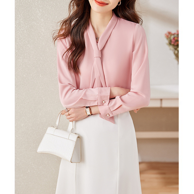 飘带白色衬衫女长袖秋季