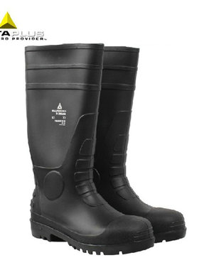 代尔塔 301407 PVC高帮防水防滑安全靴防砸防穿刺防酸碱劳保鞋