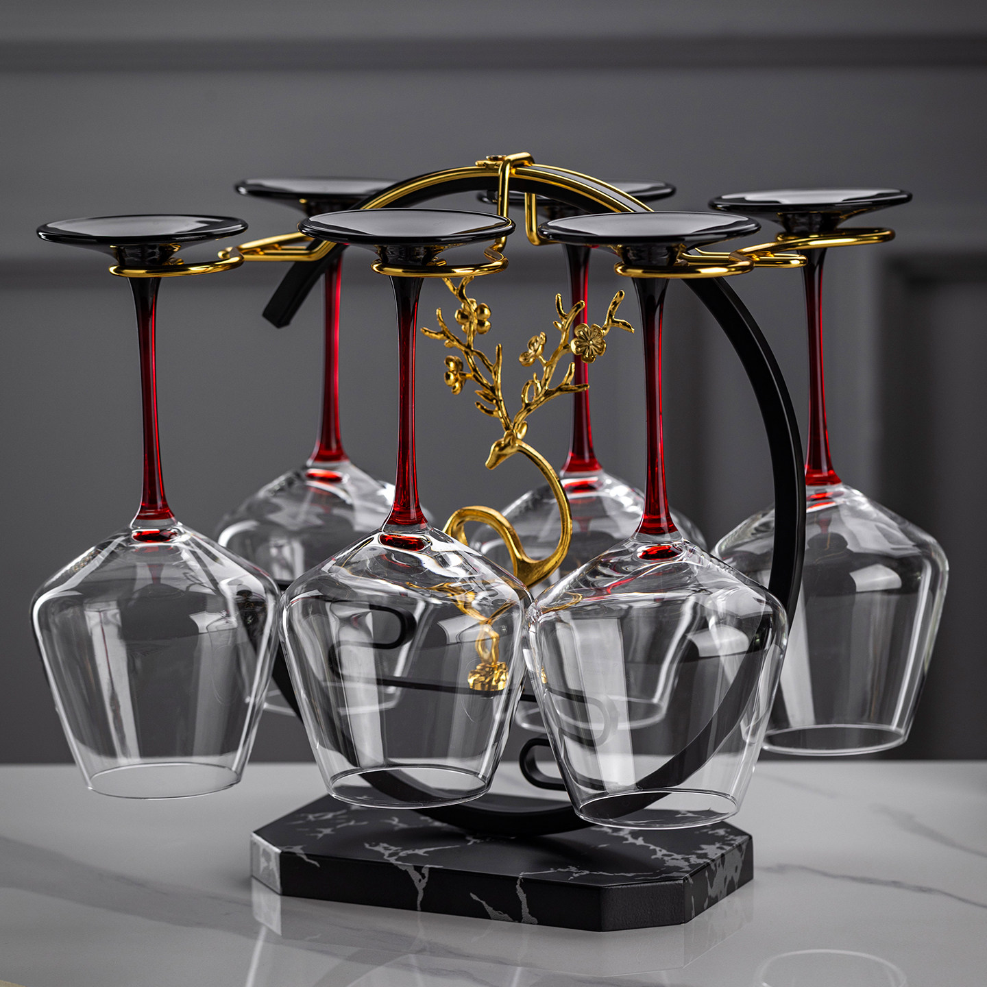 新款红酒杯架轻奢高档酒杯收纳架家用酒架酒柜展示架高脚杯吊杯架