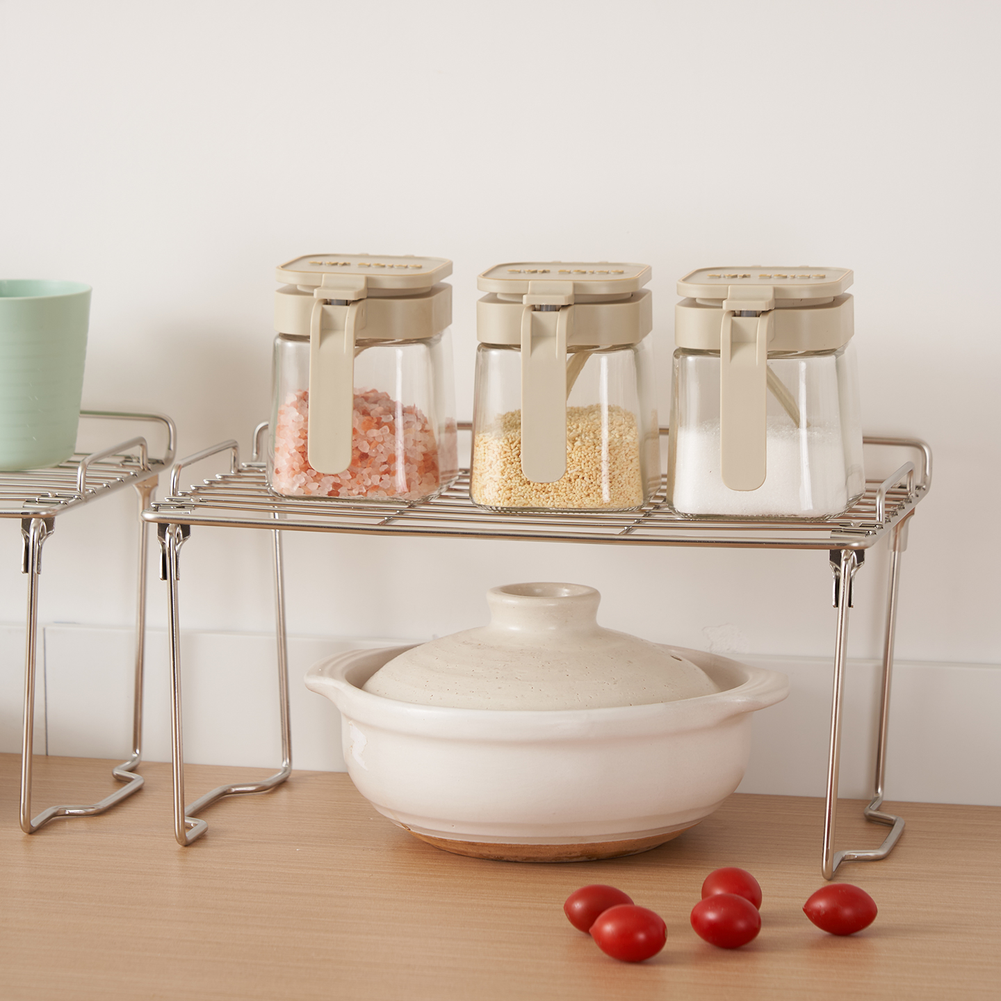 厨房不锈钢置物架台面多层收纳架家用橱柜下水槽可折叠可分层摆件