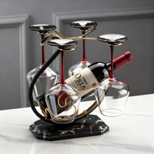 新中式红酒杯架家用倒挂高脚杯天鹅红酒架摆件新款红酒杯套装架子