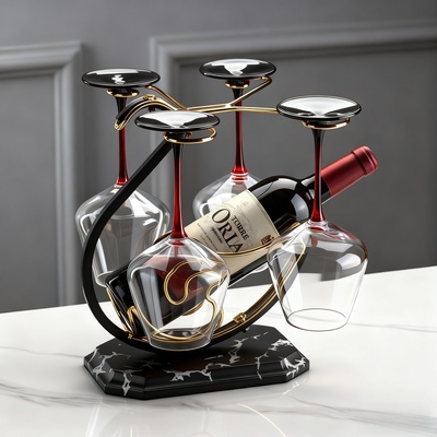 新中式红酒杯架家用倒挂高脚杯天鹅红酒架摆件新款红酒杯套装架子
